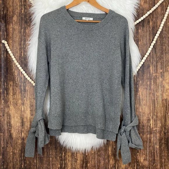 Madewell | Tie Cuff Pullover Sweater Gray Small - Picture 1 of 6